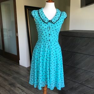 Sourpuss Teal Bow Dress